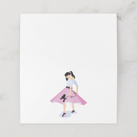 Poodle Skirt Platzkarte (Außenseite Aufgefaltet)