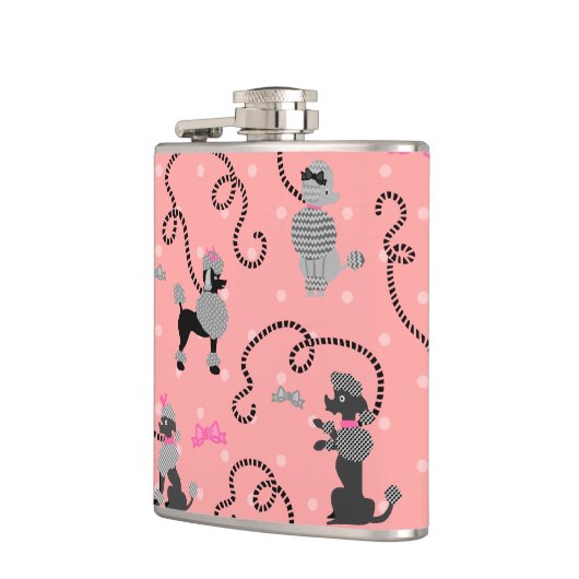 Poodle Skirt Retro Pink and Black 50s Pattern Flachmann (Links)