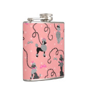 Poodle Skirt Retro Pink and Black 50s Pattern Flachmann (Rechts)