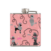 Poodle Skirt Retro Pink and Black 50s Pattern Flachmann (Rückseite)