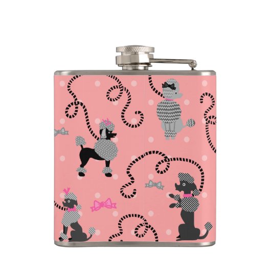 Poodle Skirt Retro Pink and Black 50s Pattern Flachmann (Rückseite)