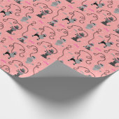 Poodle Skirt Retro Pink and Black 50s Pattern Geschenkpapier (Ecke)