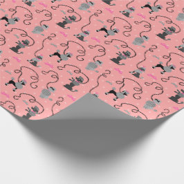Poodle Skirt Retro Pink and Black 50s Pattern Geschenkpapier