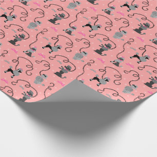 Poodle Skirt Retro Pink and Black 50s Pattern Geschenkpapier