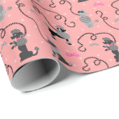 Poodle Skirt Retro Pink and Black 50s Pattern Geschenkpapier (Rolleneckpunkt)