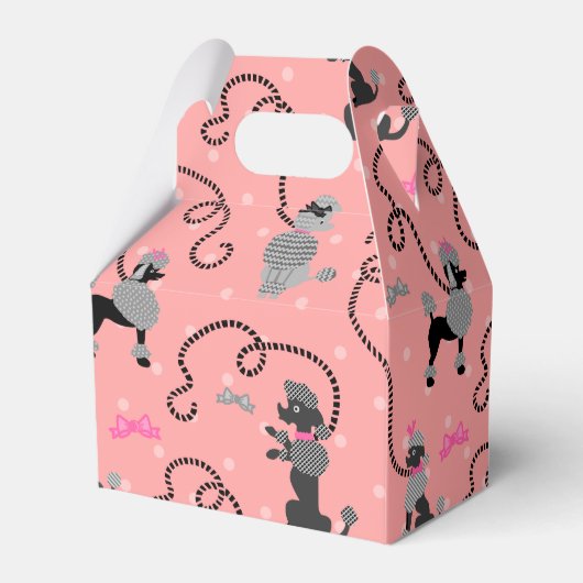 Poodle Skirt Retro Pink and Black 50s Pattern Geschenkschachtel (Rückseite)