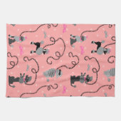 Poodle Skirt Retro Pink and Black 50s Pattern Handtuch (Horizontal)