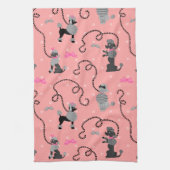 Poodle Skirt Retro Pink and Black 50s Pattern Handtuch (Vertikal)