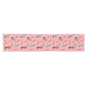 Poodle Skirt Retro Pink and Black 50s Pattern Kurzer Tischläufer (Horizontal)