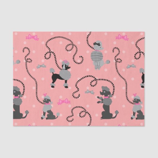 Poodle Skirt Retro Pink and Black 50s Pattern Seidenpapier (Vorderseite)