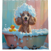 Poodle Sloppy Sleepy Niedlich Funny Duschvorhang (Vorderseite)