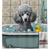 Poodle Sloppy Sleepy Niedlich Funny Duschvorhang (Vorderseite)
