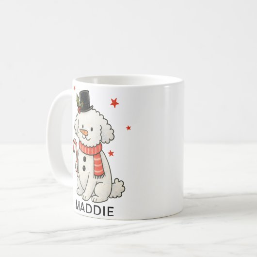 Poodle Snowman Christmas Dog Kaffeetasse (Vorderseite Links)
