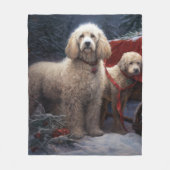 Poodle Snowy Sleigh Weihnachtsdekor Fleecedecke (Vorderseite)