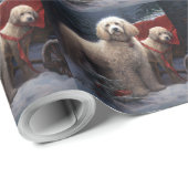 Poodle Snowy Sleigh Weihnachtsdekor Geschenkpapier (Rolleneckpunkt)