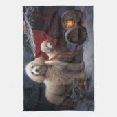 Poodle Snowy Sleigh Weihnachtsdekor Geschirrtuch (Vertikal)