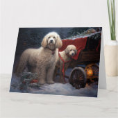 Poodle Snowy Sleigh Weihnachtsdekor Karte (Vorderseite)