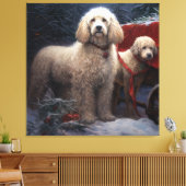 Poodle Snowy Sleigh Weihnachtsdekor Leinwanddruck (Insitu (Wohnzimmer))