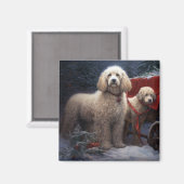 Poodle Snowy Sleigh Weihnachtsdekor Magnet (Vorderseite/Rückseite)