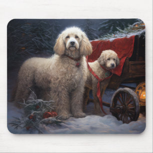 Poodle Snowy Sleigh Weihnachtsdekor Mousepad