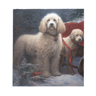 Poodle Snowy Sleigh Weihnachtsdekor Notizblock
