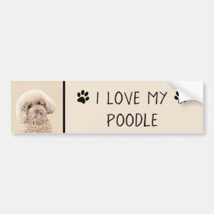 Poodle (Spielzeug, Miniatur) Malerei Original Hund Autoaufkleber