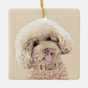 Poodle (Spielzeug, Miniatur) Malerei Original Hund Keramikornament