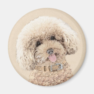 Poodle (Spielzeug, Miniatur) Malerei Original Hund Magnet