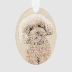 Poodle (Spielzeug, Miniatur) Malerei Original Hund Ornament