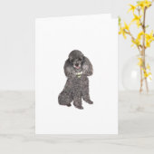 Poodle - Spielzeug/Miniatursilber Karte (Gelbe Blume)
