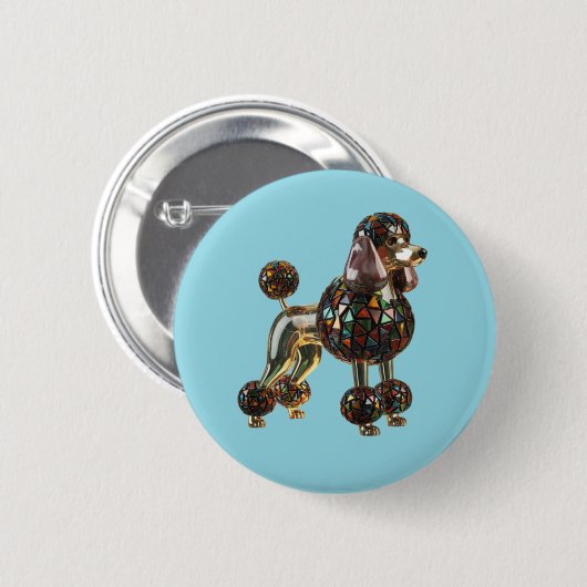 Poodle Stained Glass Button (Vorne & Hinten)