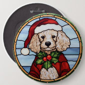 Poodle Stains Glass Weihnachten Button (Vorne & Hinten)