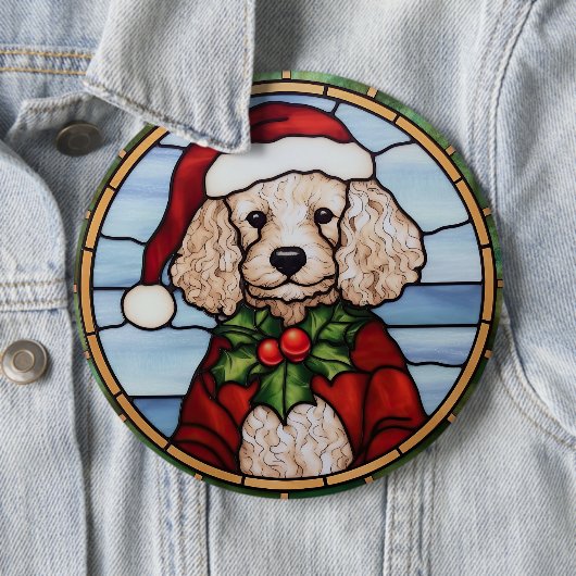 Poodle Stains Glass Weihnachten Button (Beispiel)