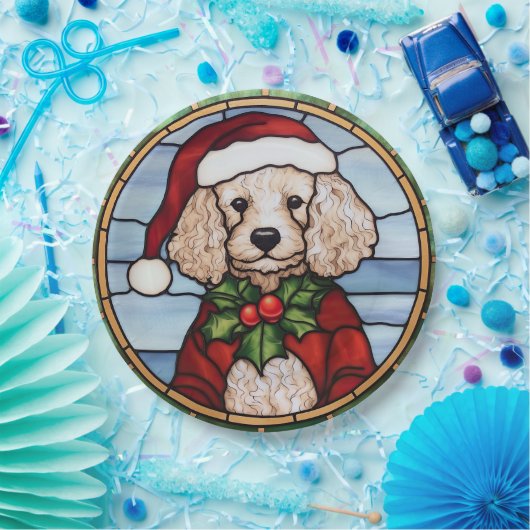 Poodle Stains Glass Weihnachten Pappteller (Party)