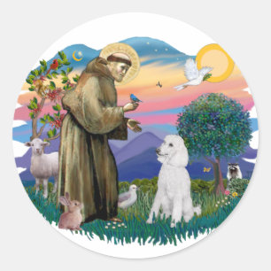 Poodle (Standard White) Runder Aufkleber