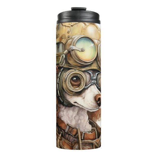 Poodle Steampunk Dog Thermosbecher (Vorderseite)