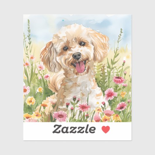 Poodle Sticker – Watercolor Design (Blatt)