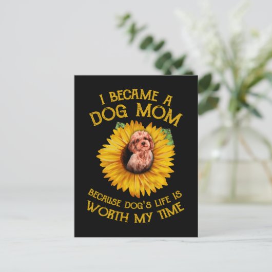 Poodle Sunflower Because Dog's Life Worth My Time Postkarte (Stehend Vorderseite)