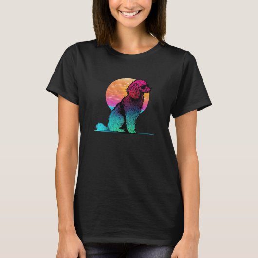 Poodle Synthwave 80s Retrowave Aesthetic T-Shirt (Vorderseite)