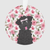 Poodle Teacup | Schwarzer Haustier Ornament (Vorderseite)