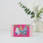 Poodle Tee Party Visitenkarte (Stehend Vorderseite)