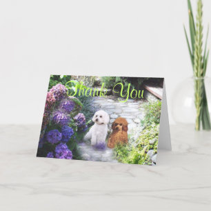 Poodle Thank You Card Hydrangeas Dankeskarte