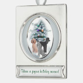 Poodle Trio Personalisiert Weihnachten Banner-Ornament Silber (Links)