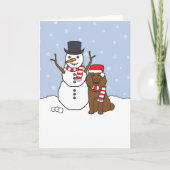 Poodle und Snowman Feiertagskarte (Vorderseite)