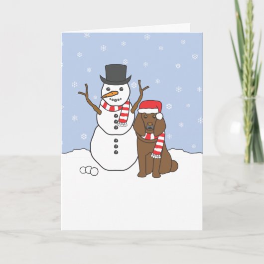 Poodle und Snowman Feiertagskarte (Vorderseite)