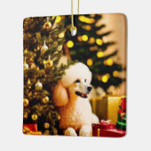 Poodle unter Weihnachtsbaum Keramikornament (Links)