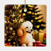 Poodle unter Weihnachtsbaum Keramikornament (Rückseite)