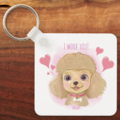 Poodle Valentine Keychain with Custom Name & Photo Schlüsselanhänger (Vorderseite)