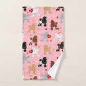 Poodle Valentine Muster Badhandtuch Set (Handtuch)