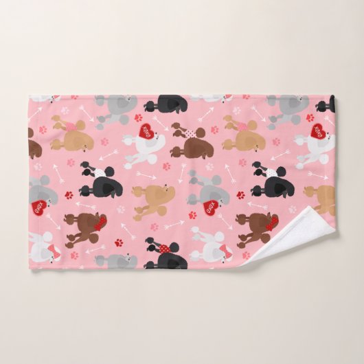 Poodle Valentine Muster Badhandtuch Set (Handtuch)